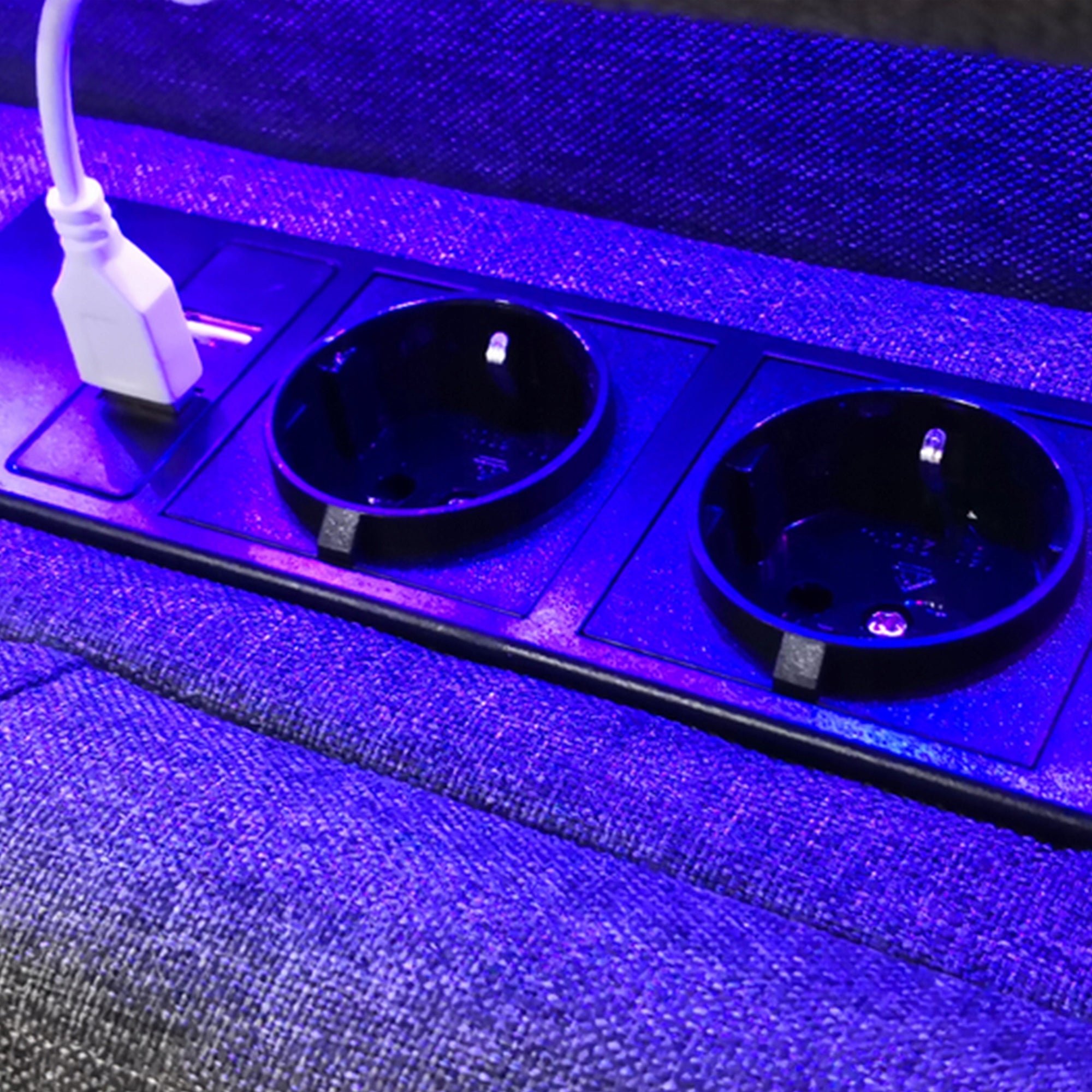 Letto imbottito 160x200 grigio - Xylo - Con USB e LED