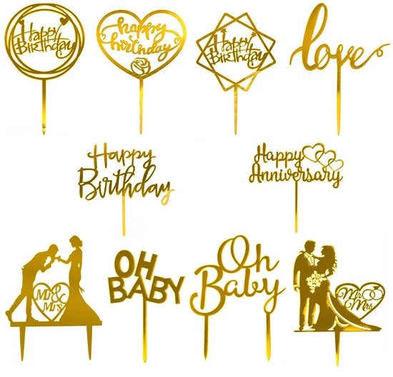 Decorazione per Torte Happy Birthday - 10 pezzi per decorazione di festa