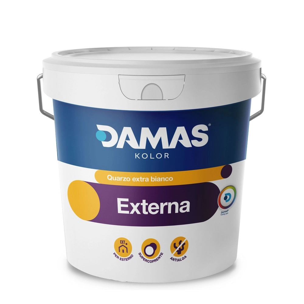 Damas idropittura al quarzo bianca per esterni externa *** formato 14 lt, confezione 1