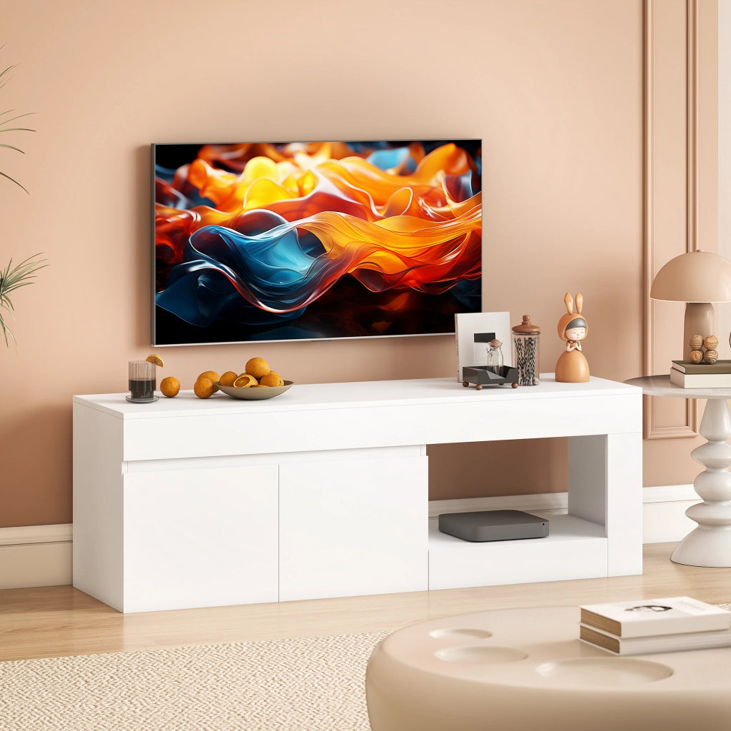 Mobile TV moderno con 2 ante e ripiano aperto ¨C Xylo ¨C Bianco 140x40x48 cm