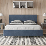 Letto imbottito Letto Matrimoniale alla Francese 150x210 cm Adele - Con rete,Microfibra,Blu