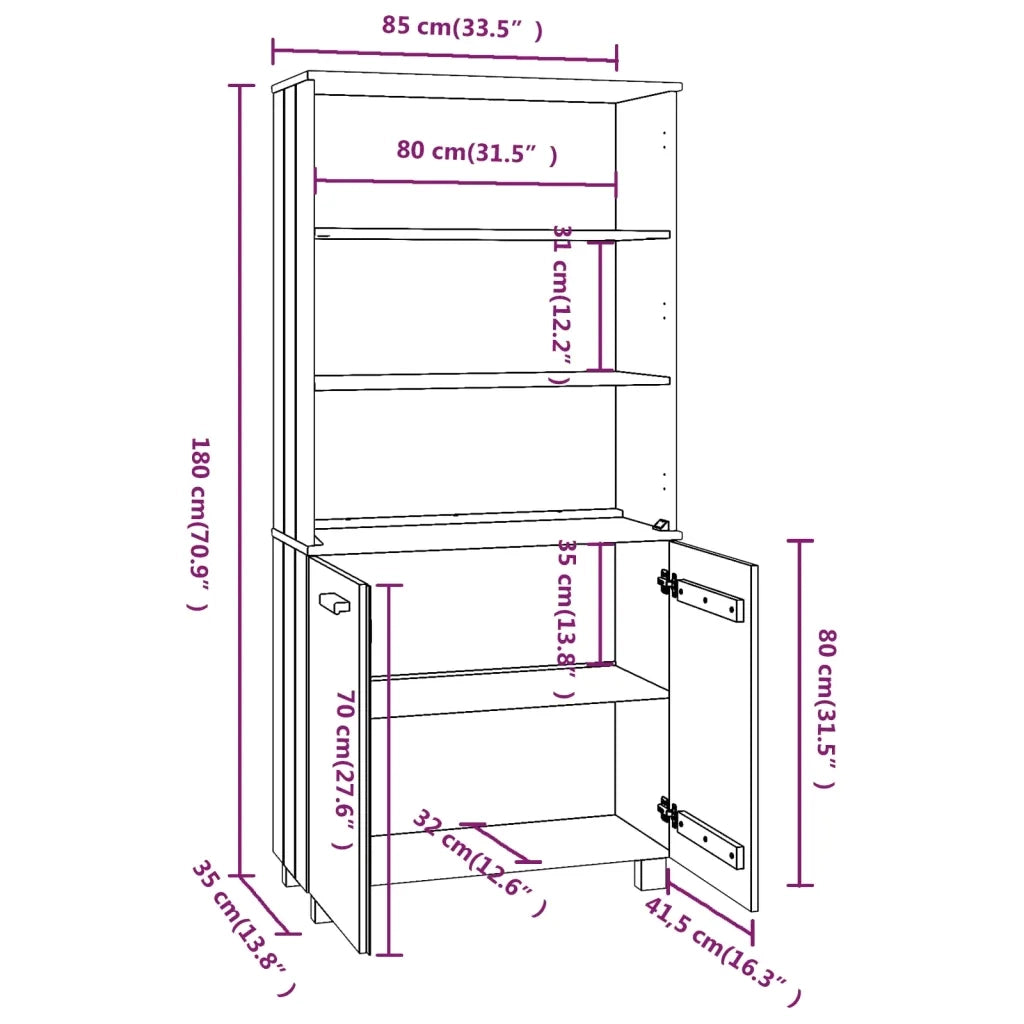 Credenza HAMAR in Legno Massello di Pino Bianca 3100931
