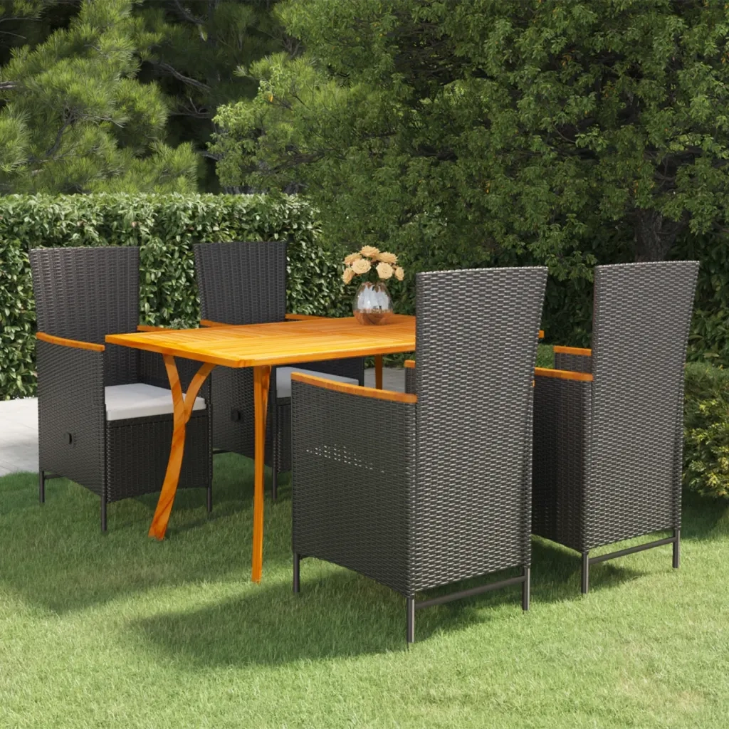 Set Mobili da Pranzo per Giardino 5 pz Nero 3072140