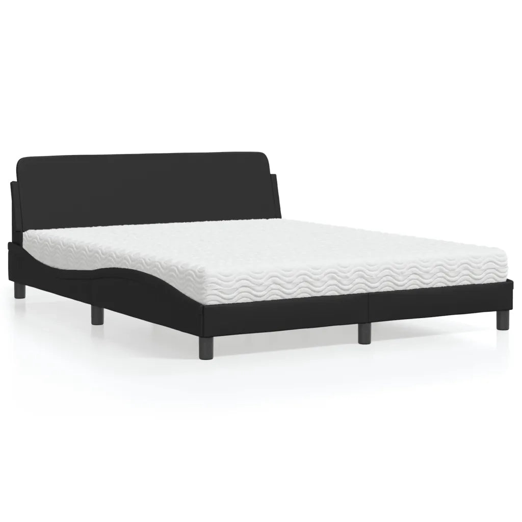 Letto con Materasso Dover Nero 160x200 cm in Similpelle