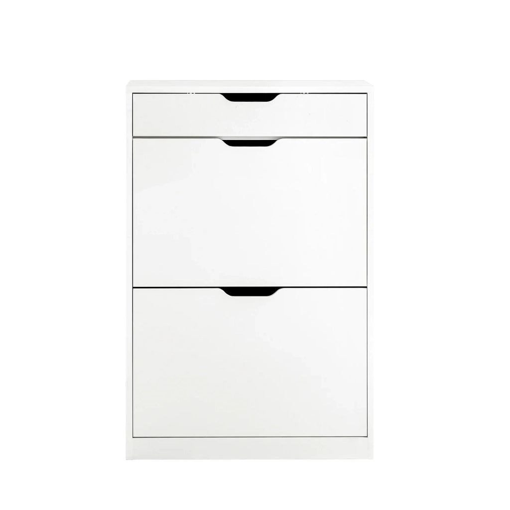 Scarpiera ribaltabile Scarpiera a 2 ribalte e un cassetto Portascarpe salvaspazio Slim, Bianco 60x30x90cm FSR180-W