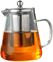 Teiera in Vetro - Capacità 1300ml - Filtri a Risciacquo - Sicuro per Piatti da Cucina - Preparazione Tè - Accessori da Cucina in Vetro