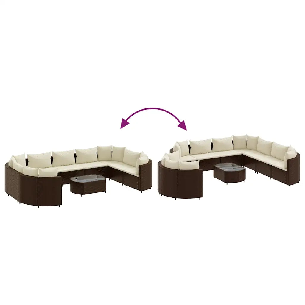 vidaXL Set Divani da Giardino 10pz con Cuscini in Polyrattan Marrone