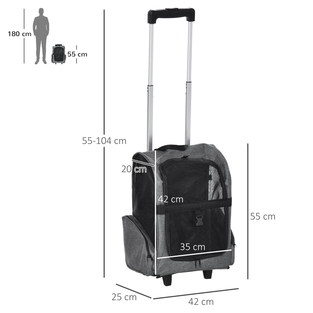 Trasportino per cani e gatti 2 in 1 ¨C zephmum ¨C 42x25x55 cm, grigio