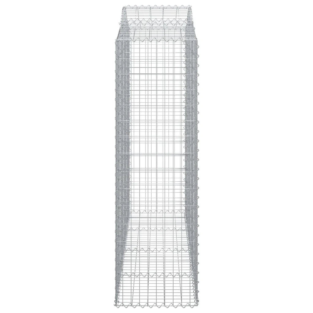 Cestini gabbioni recinzione a gabbia muro di contenimento ad arco 11 pezzi 200 x 50 x 160/180 cm ferro zincato argento 02_0040327