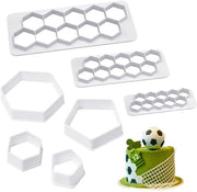 7 pezzi di fondant in forma di pallone da calcio, stampi per dolci in forma di pallone da calcio, forma di pallone da calcio per torte, forma di pallone da calcio in plastica per stampi per dolci, forma esagonale per stampi per dolci in forma geometrica