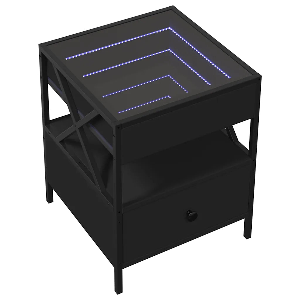 Tavolino da salotto | Tavolino da caff¨¨ | Tavolino da Soggiorno con LED Infinity Nero 40x40x51 cm