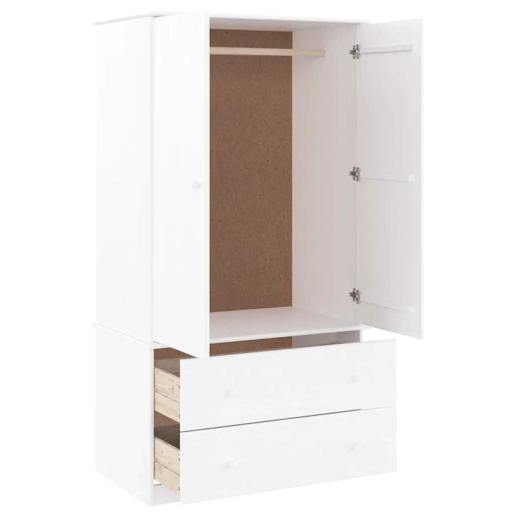 Armadio ALTA Bianco 90x55x170 cm in Legno Massello di Pino 353930