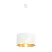 Lampada a sospensione Aston in acciaio bianco con interno dorato