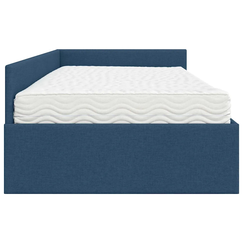Struttura Letto Angolare con Materasso Altro 2 pcs Blu Tessuto