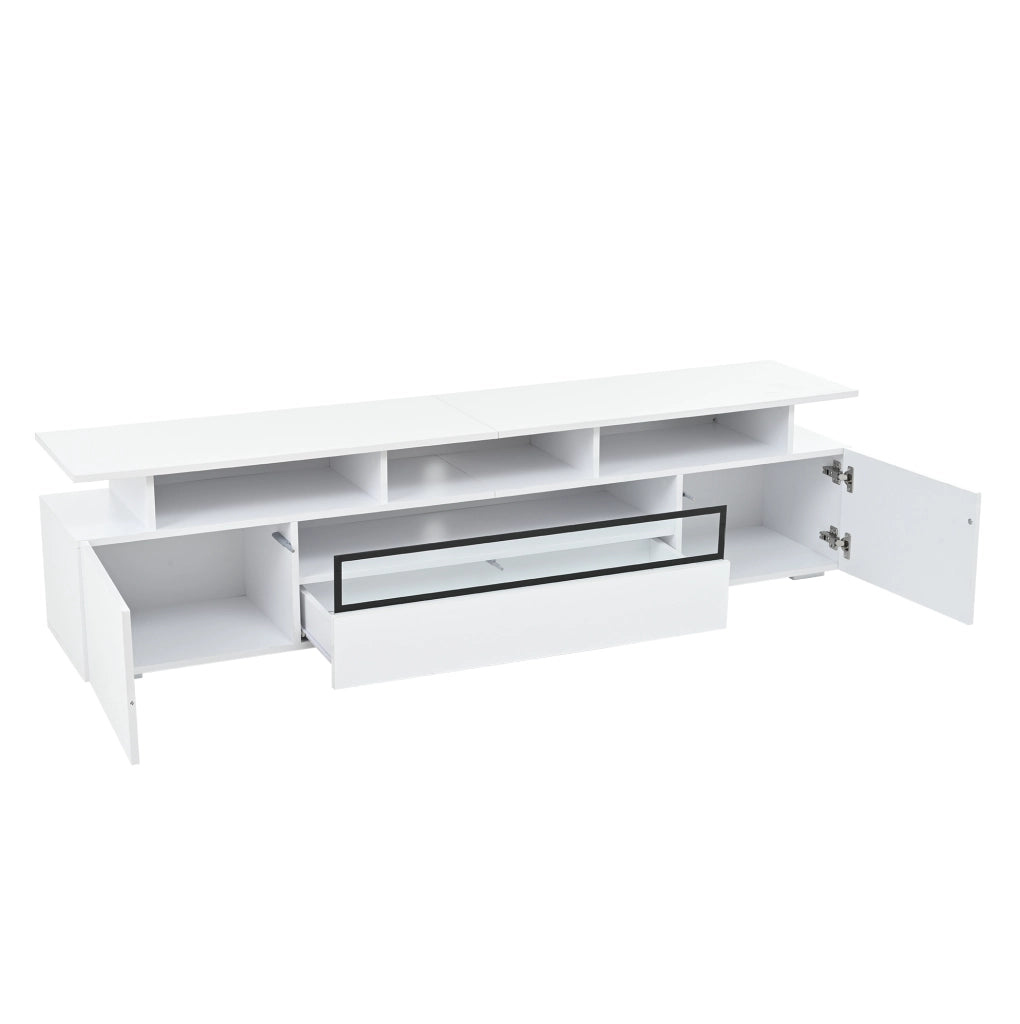 Mobile TV bianco lucido 180 x 38 x 45 cm con LED e 2 ante