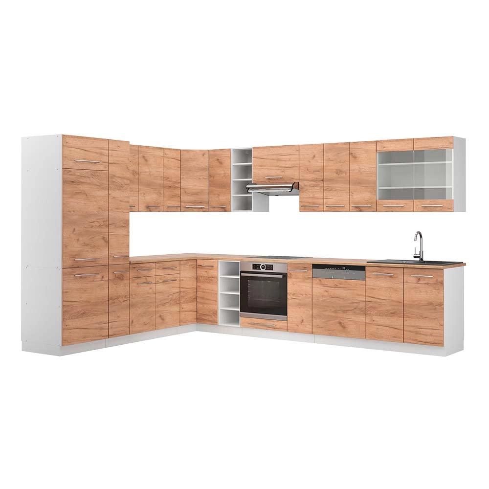 Cucina angolare completa Fame-Line Rovere dorato/Bianco 347 x 60 cm, PL Rovere Vicco