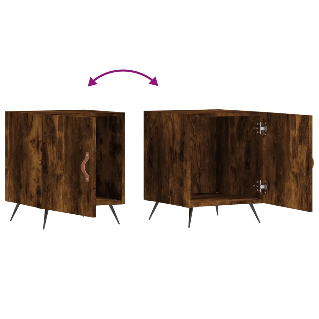 Set di 2 Comodini | Armadio da Notte | Mobiletto da notte Rovere Fumo 40x40x50 cm in Legno Multistrato