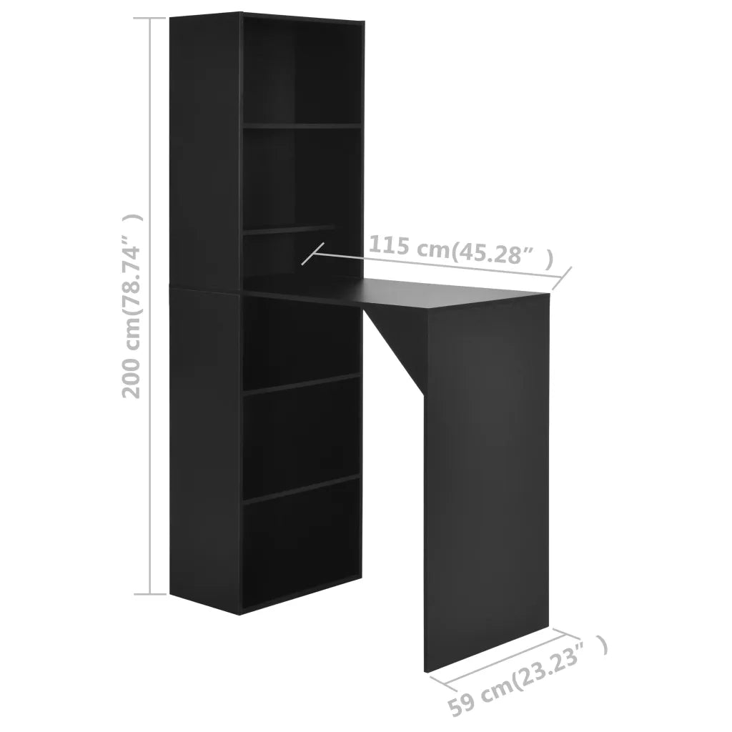 Tavolo da Bar con Mobiletto Nero 115x59x200 cm cod mxl 23531