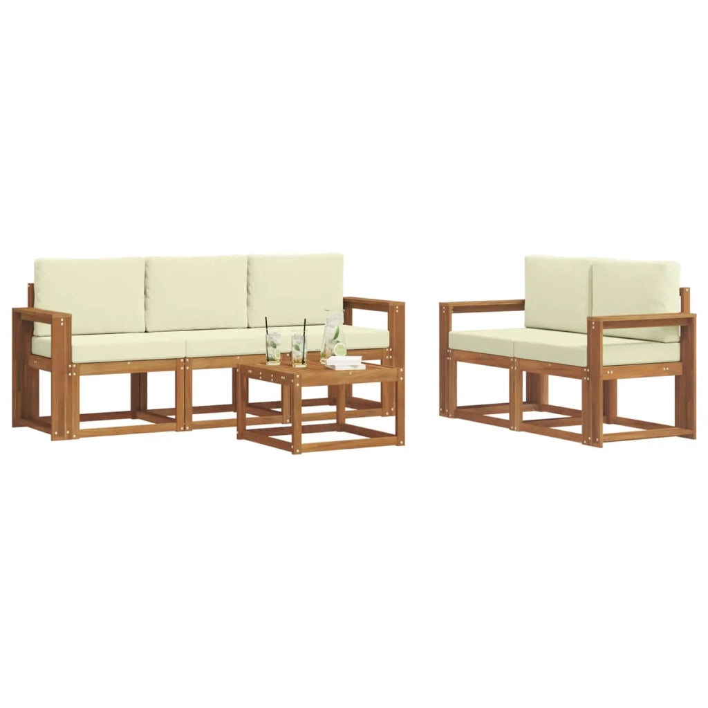 Set di divani da esterno con cuscino 6 pcs Naturale e Crema 3366013