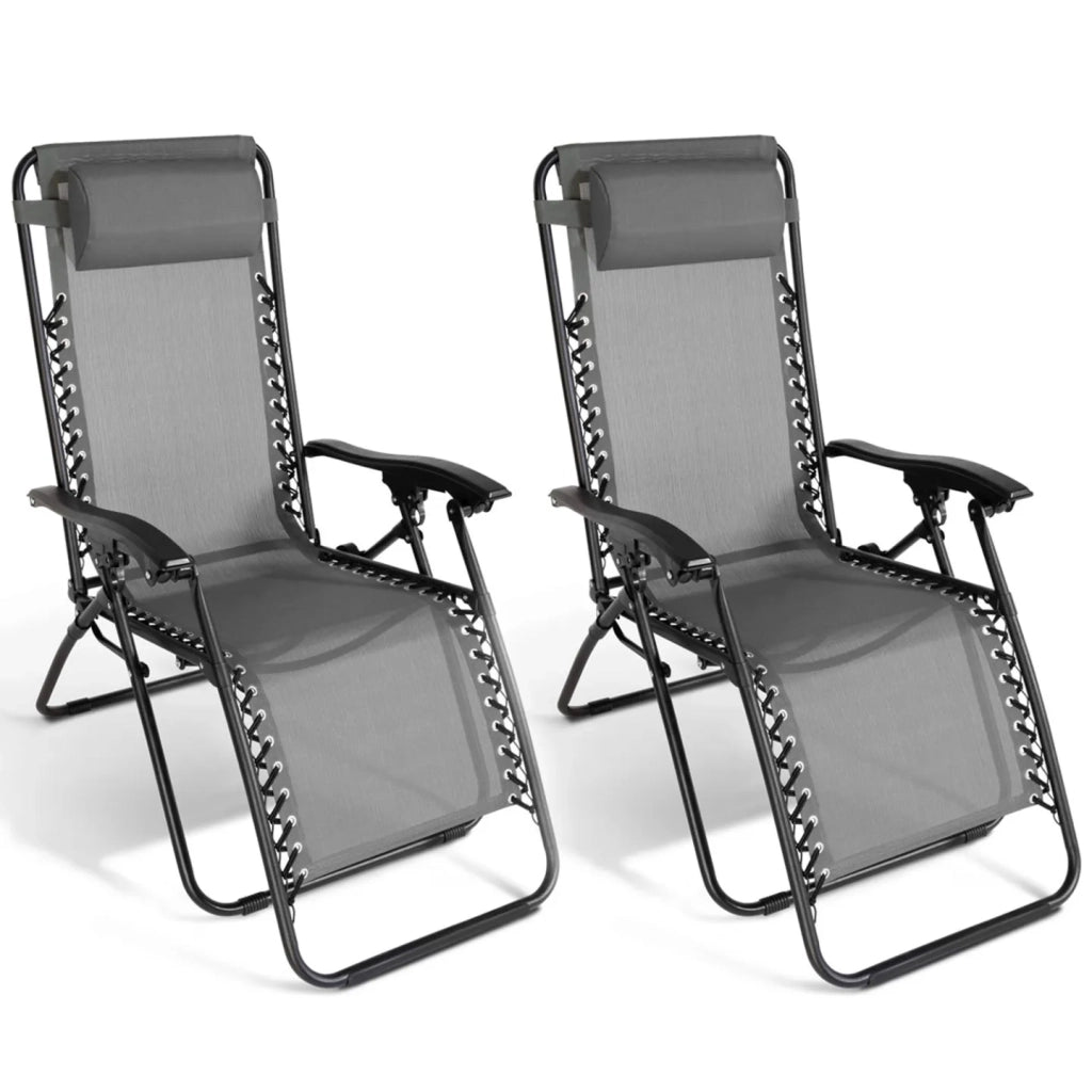 IDMarket - Set di 2 sedie da giardino reclinabili RELAX in grigio antracite