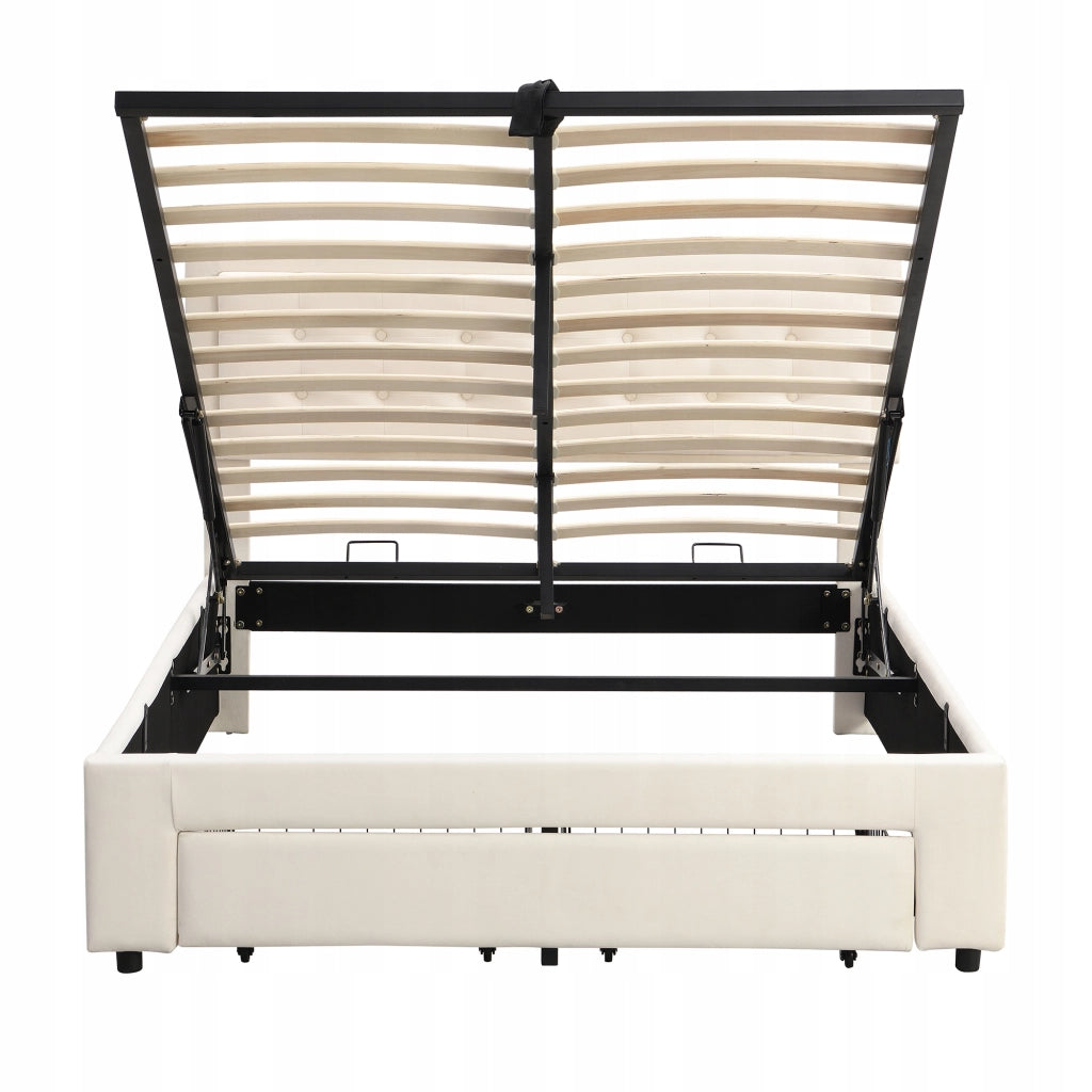 Letto 160x200cm - Xylo - 2 Cassetti Pelle Ecologica Bianco