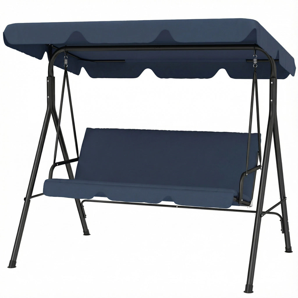 Altalena da Giardino 3 Posti con Tenda Regolabile ¨C zephmum ¨C 172x118x153 cm Blu