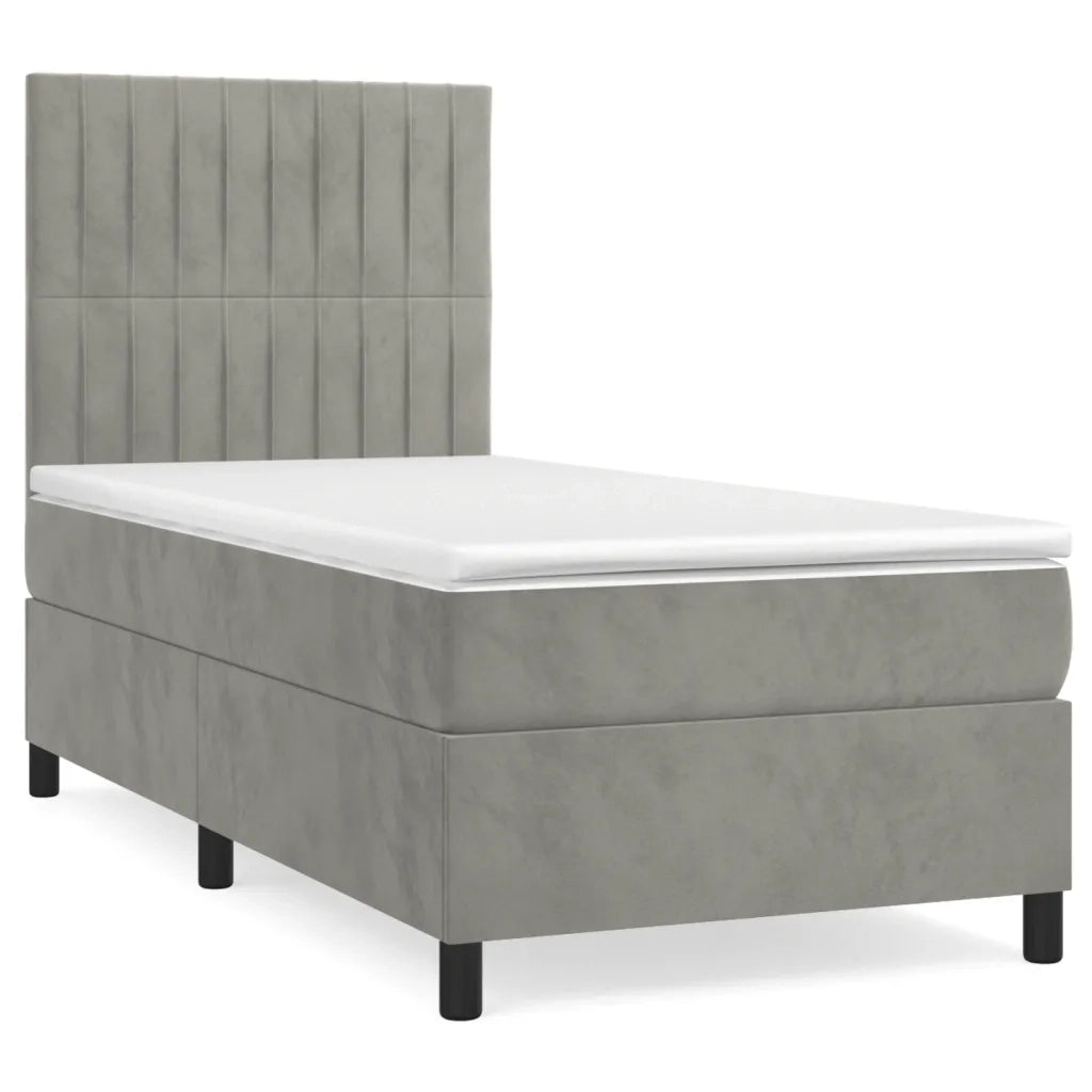 Giroletto a Molle con Materasso Grigio Chiaro 90x200 cm Velluto 3143121