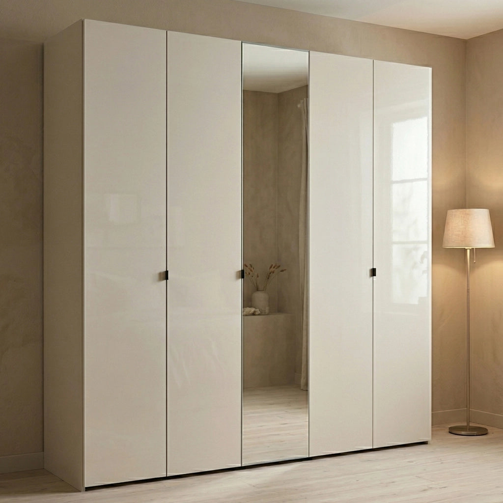 Armadio Camera da Letto Quarrata, Guardaroba Grande Appendiabiti, 224x226.5h cm Bianco Crema