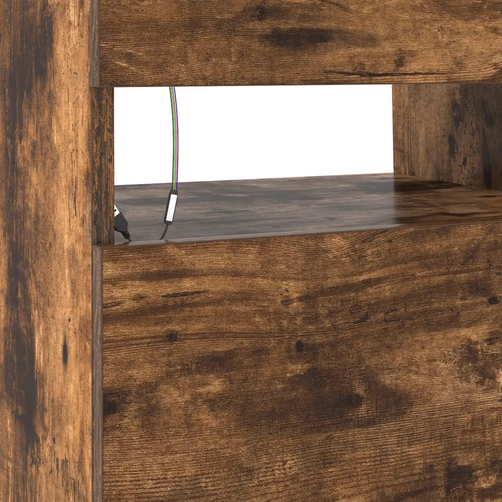 Mobile TV | Armadietto TV | Mobile Porta TV con Luci LED Rovere Fumo 90x35x40 cm