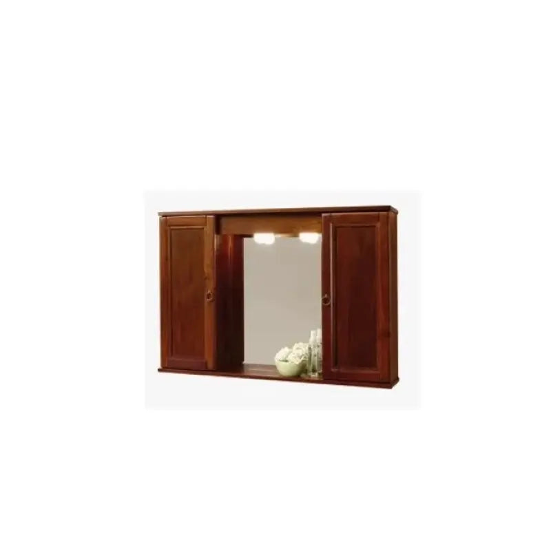 Specchio mobile bagno noce anticato con 2 ante e illuminazione 92x16x63 cm