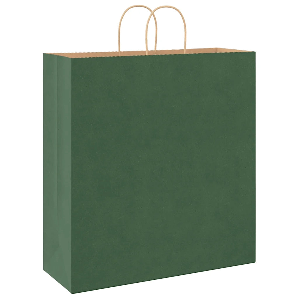 Sacchetti di Carta 250 pz con Manici Verdi 45x17x48 cm CFW2927361