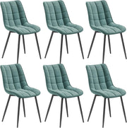 BH142ts-6 Sedie Sala da Pranzo Design Retrò Sgabello Imbottito con Rivestimento in Velluto Azzurro 6 Pezzi