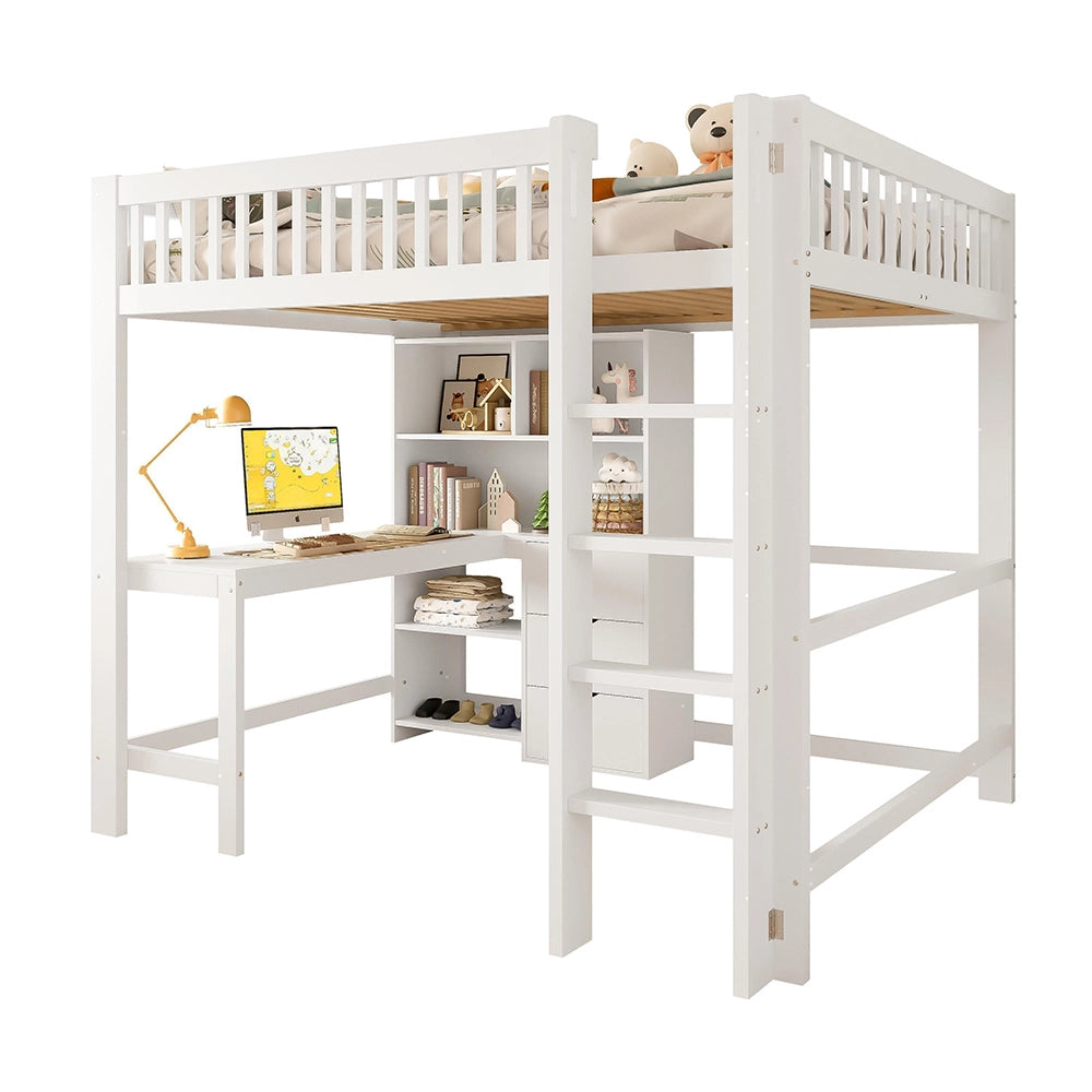 Letto a soppalco - Xylo - 140x200 cm 3 cassetti bianco
