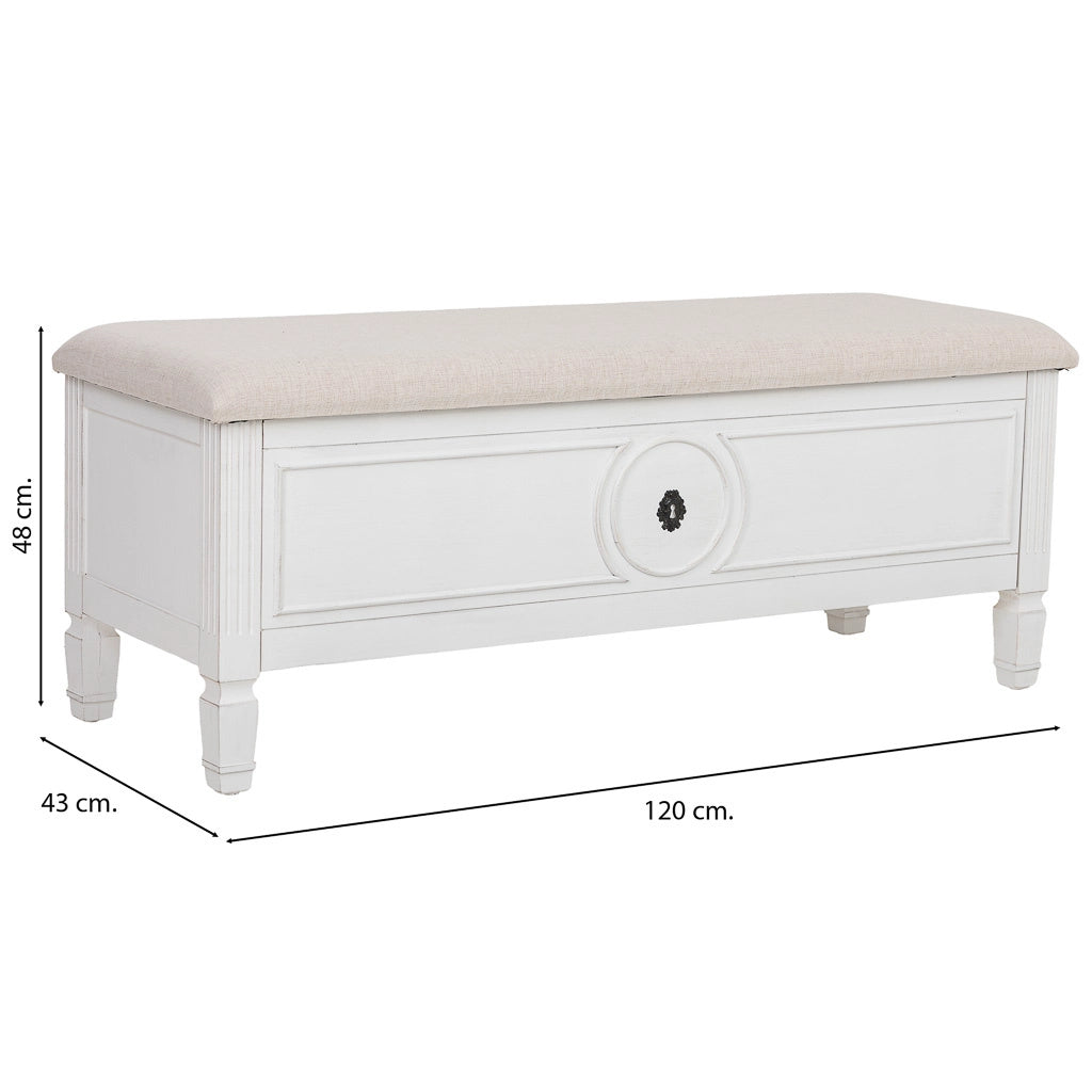 Panca in legno bianco 120x43x48h cm