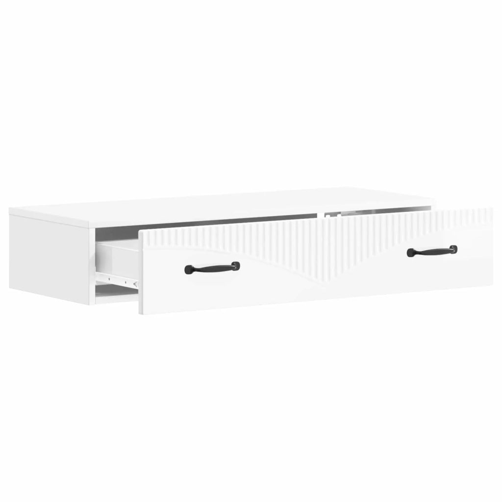 Tavolino da Parete Laterale Bianco Lucido 87,5 x 34,5 x 17 cm 899009