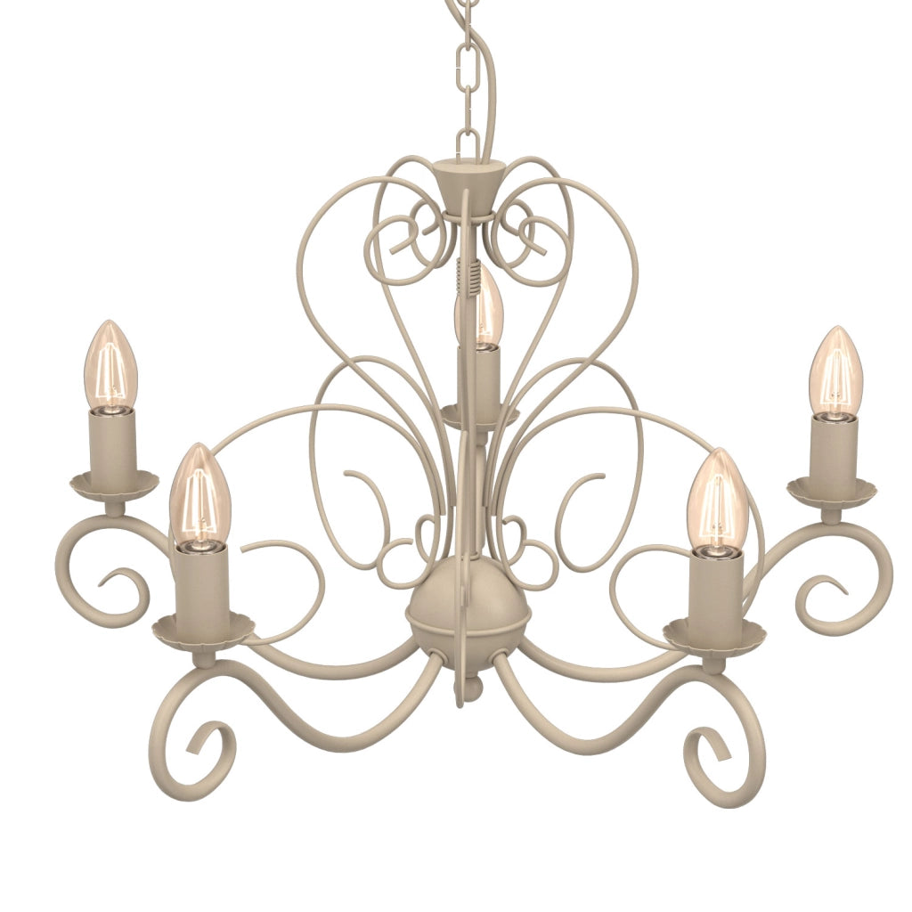 Lampadario Mauro 5 luci beige metallo E14 Luminex