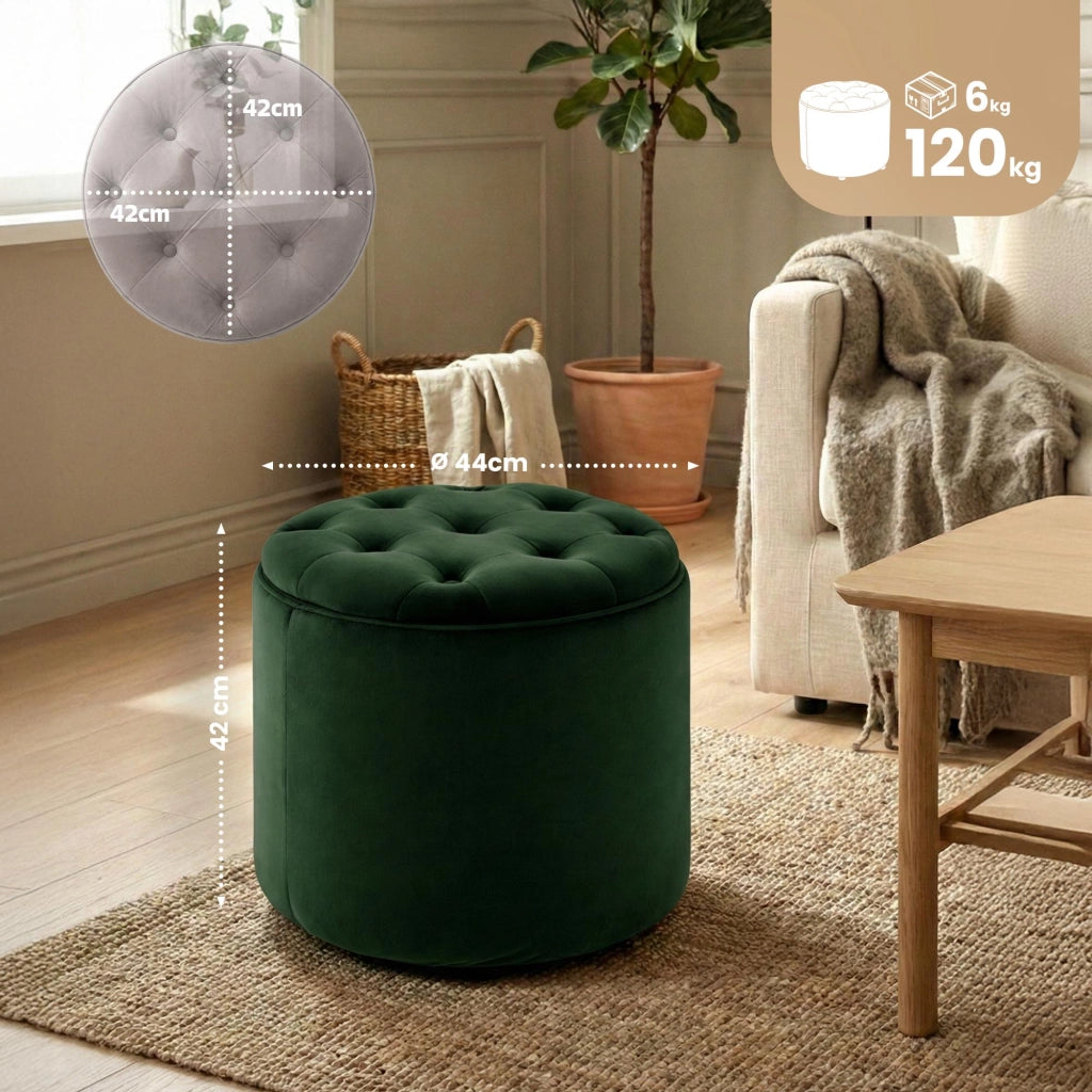 Pouf Contenitore Pantin In Velluto verde
