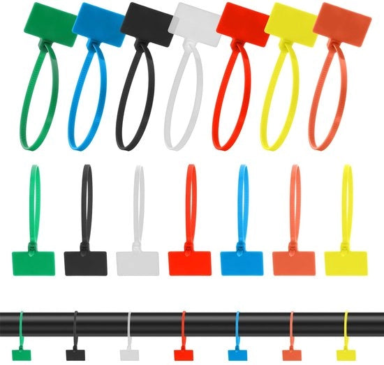 Cinture per cavi 100 pezzi - Autochiuse - Nylon - Multicolore - Etichette - 16,3x2,5cm - Per avvolgere - Cinture per cavi