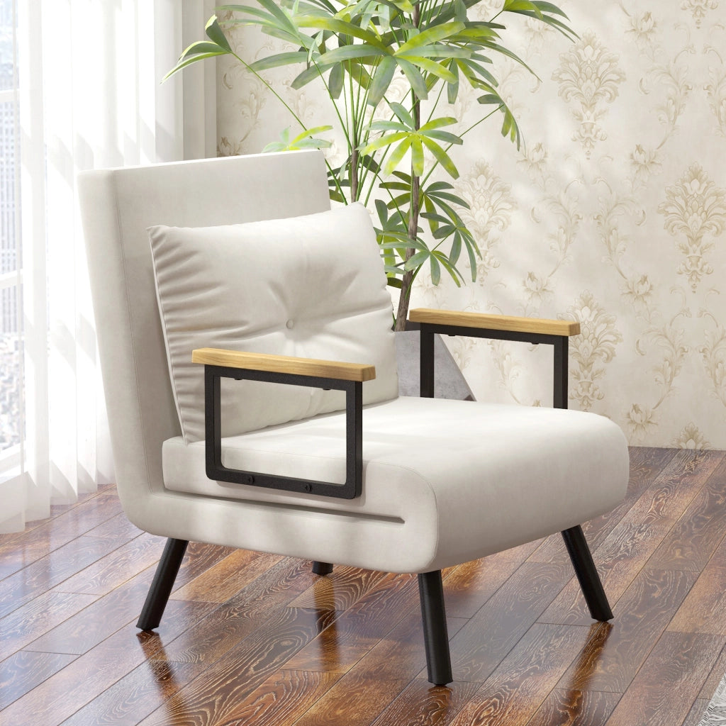 Poltrona relax stile scandinavo reclinabile con cuscino ¨C Xylo ¨C crema