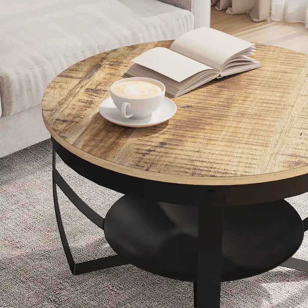 Tavolino da CaffÃ¨ Ã˜68x43cm in Legno di Mango Grezzo  cod mxl 15298
