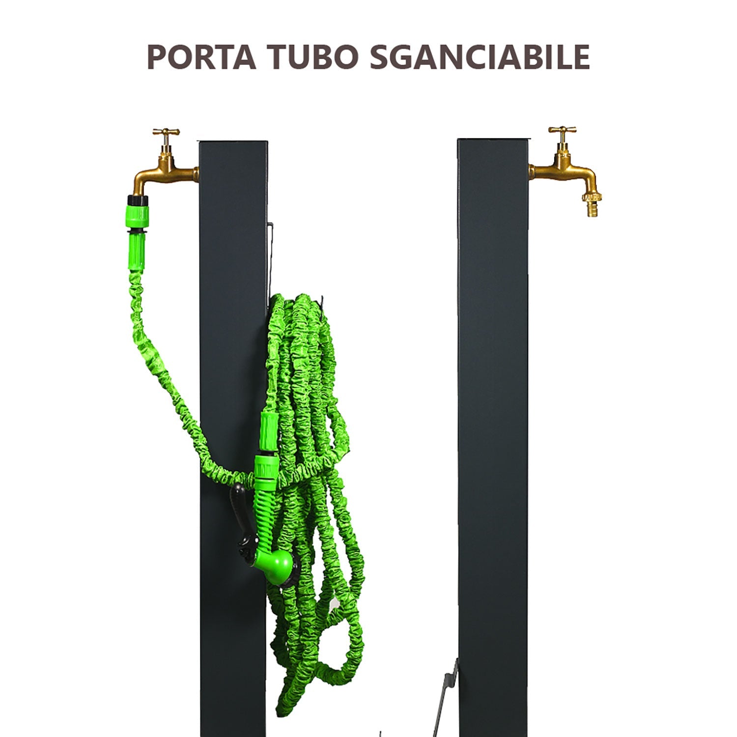 Fontana da Giardino Design a Colonna Quadrata Rubinetto in Ottone e Base 5 mm Antracite