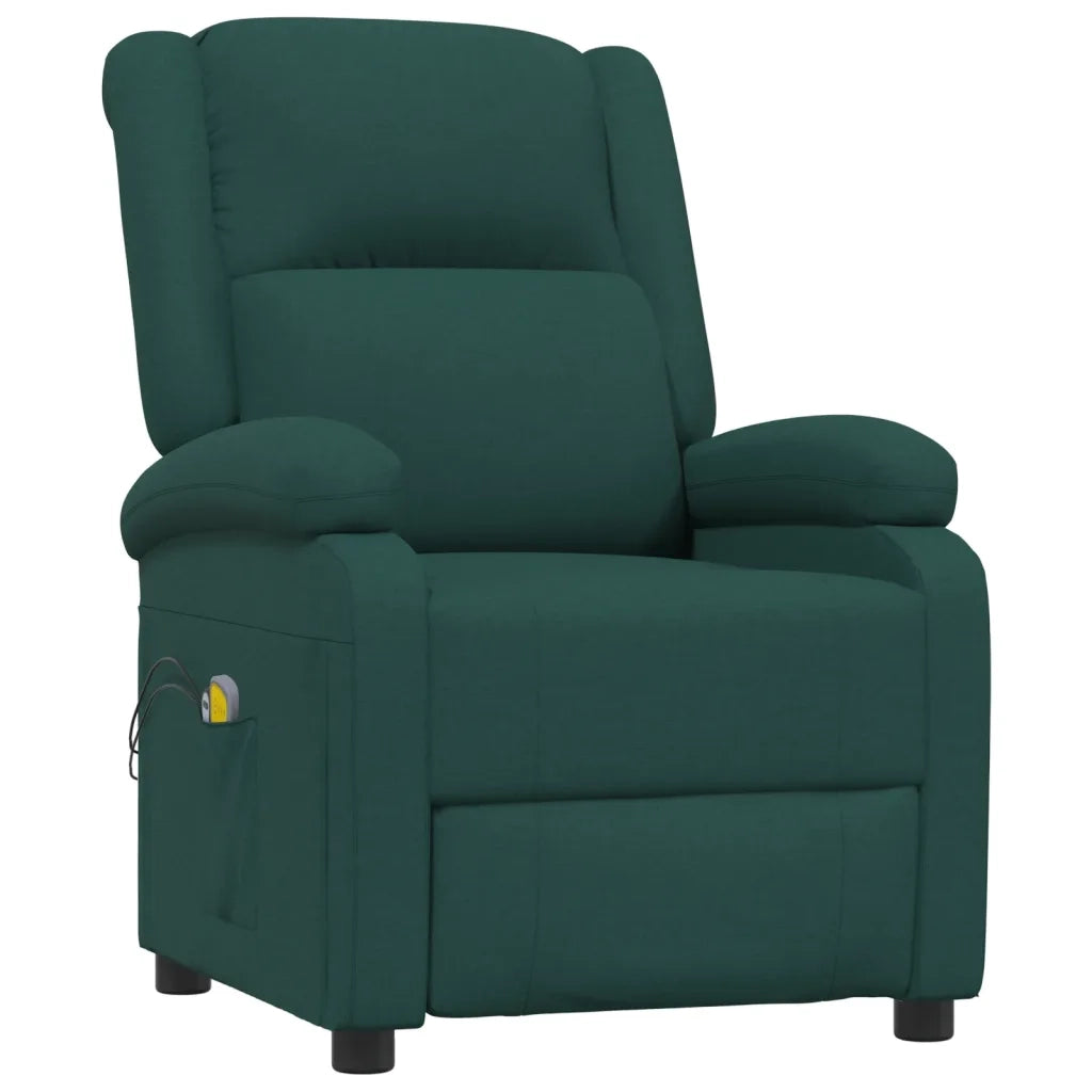Poltrona Massaggiante Elettrica Verde Scuro in Tessuto 3098364