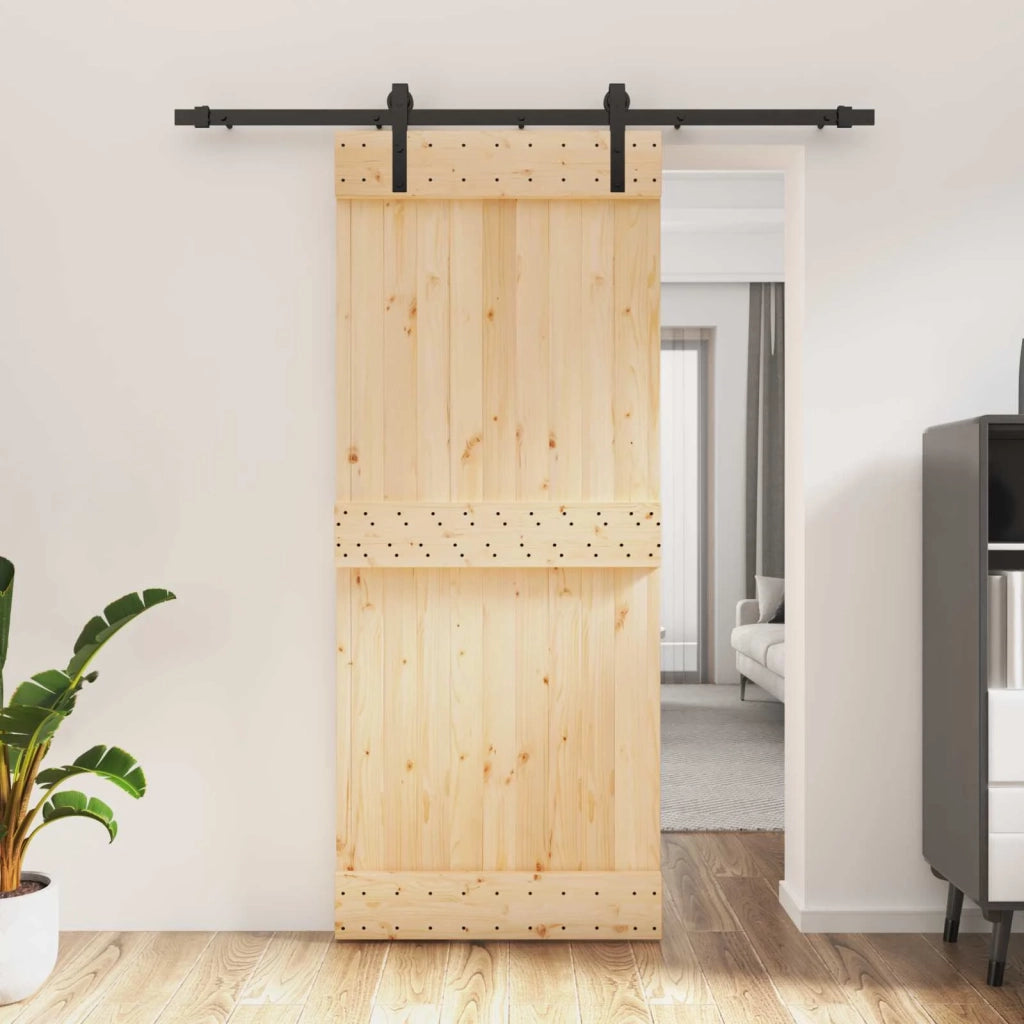 Porta scorrevole Naturale e Nero 85 x 210 cm 3444898