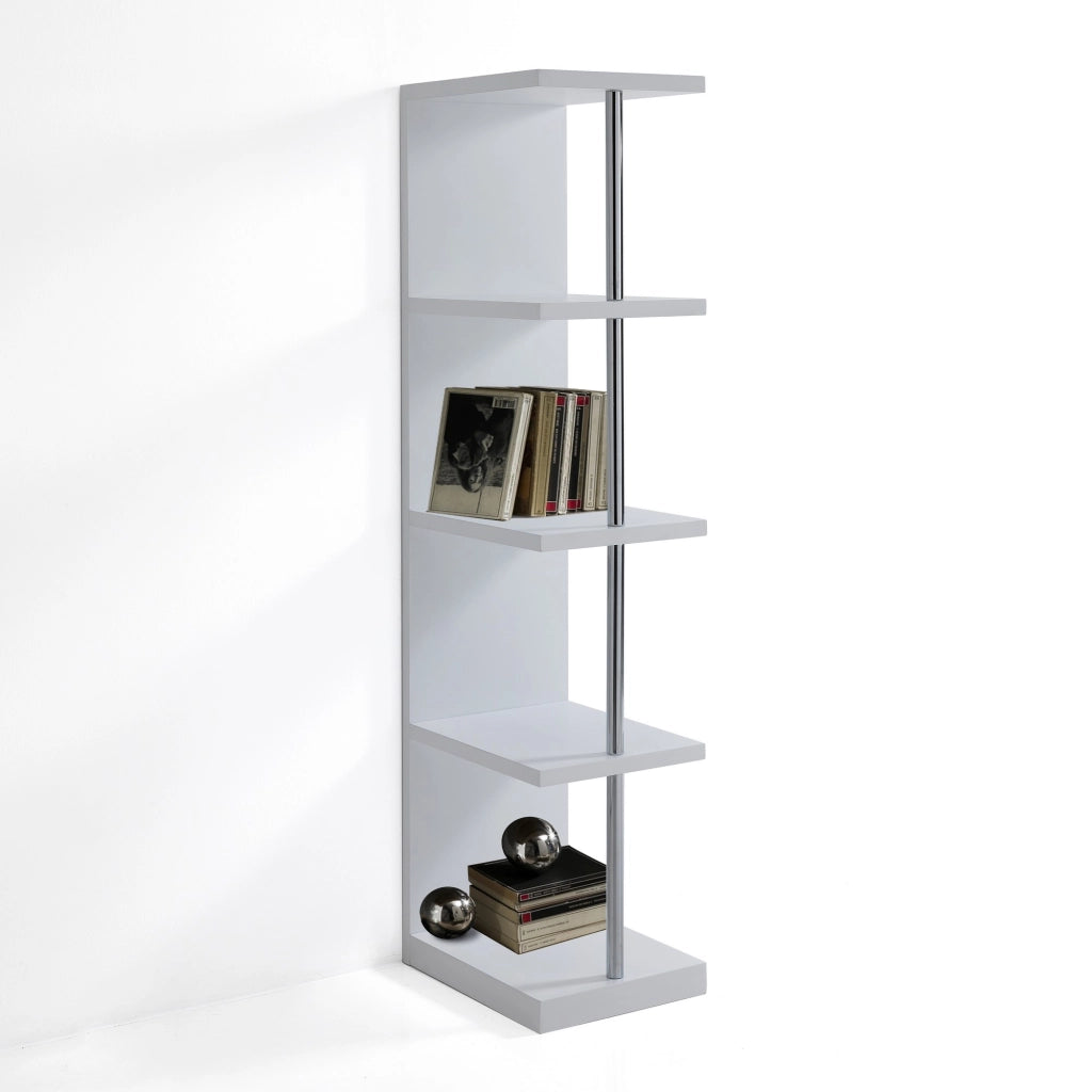 Libreria effetto legno laccata bianca cm. H.139 x L.30 x P.37,5