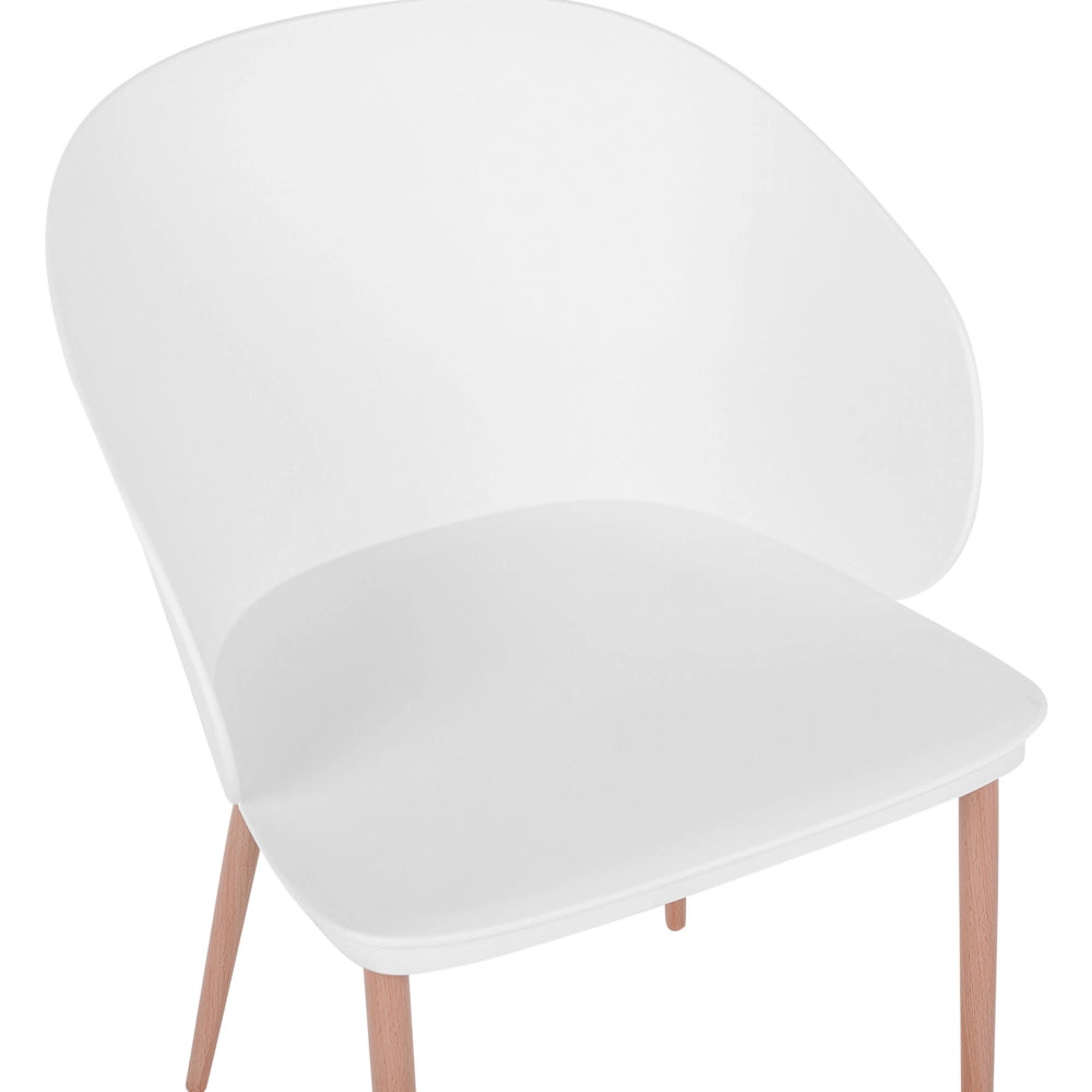 Set di 2 sedie da pranzo bianche in materiale sintetico con gambe in metallo per soggiorno moderno