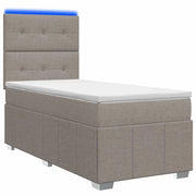 Letto Box Spring LED con Materasso Tortora 100 x 200 cm Tessuto 3455539