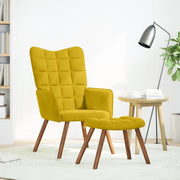 Divano Sedia-Poltrona Relax con Sgabello in Velluto Giallo
