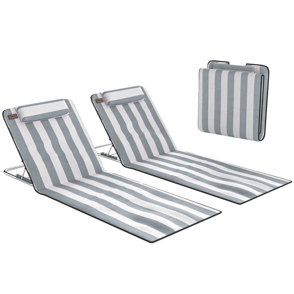 Divanetto 2 posti reclinabile con poggiatesta e borsa ¨C zephmum ¨C 134x48x33-43 cm bianco grigio
