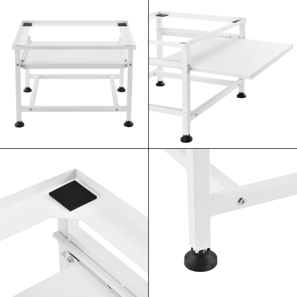 Base Supporto per Lavatrice con Ripiano Estraibile 63 x 54 x 41 cm Carico max. 150 kg - Bianco [en.casa]