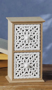 Mobiletto Cassettiera i legno mdf 2 cassetti 12 x 10 x 21 cm